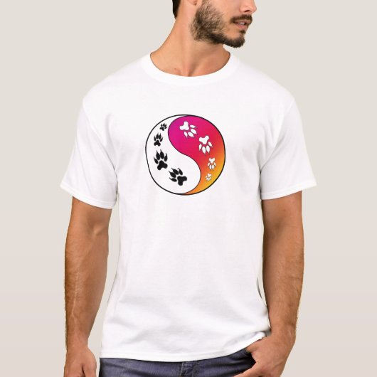 Ying Yang Paw Print Cat Dog T-Shirt (Vorderseite)