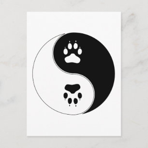 Ying Yang Paw Print Postkarte