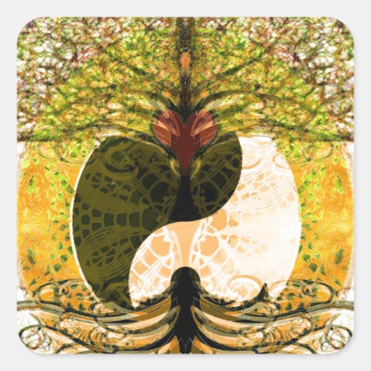 Ying Yang Quadratischer Aufkleber (Vorderseite)