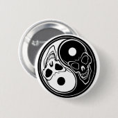 ying Yang-Schädelvektor Button (Vorne & Hinten)