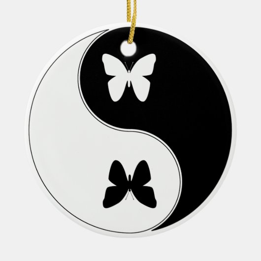 Ying Yang Schmetterling Keramikornament (Vorne)