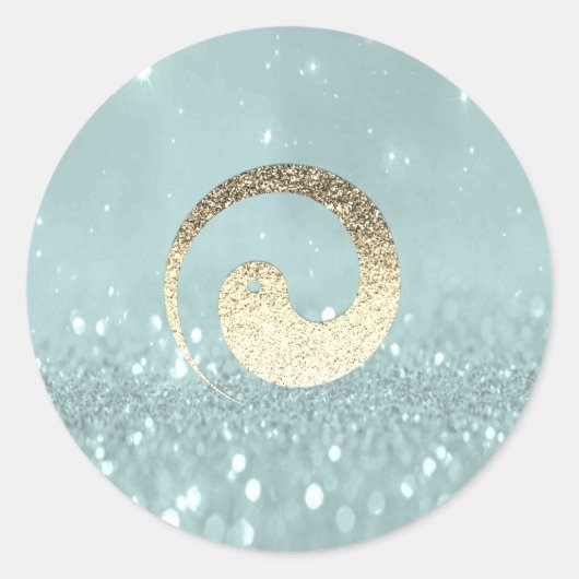 Ying Yang Symbol Balance Aquamarines Gold Pace Log Runder Aufkleber (Vorderseite)
