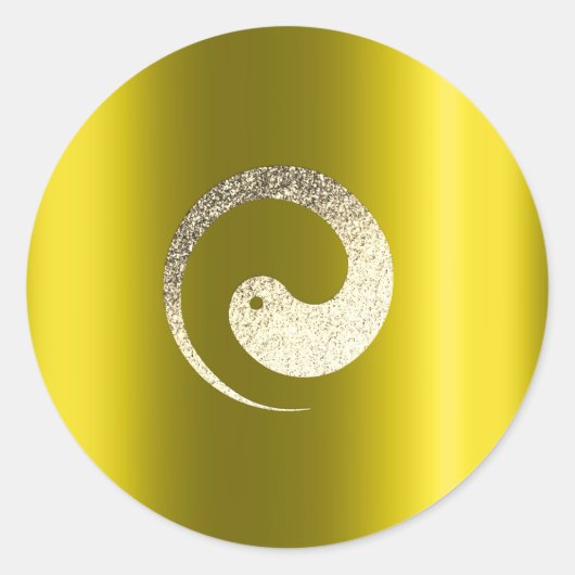 Ying Yang Symbol Balance YellowGold Pace Spirituel Runder Aufkleber (Vorderseite)