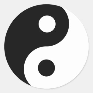 Ying Yang-Symbol Schwarz-Weiß-Design Runder Aufkleber
