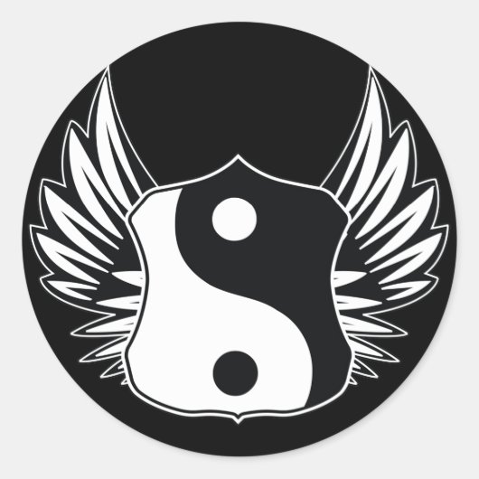 Ying Yang Wings Runder Aufkleber (Vorderseite)