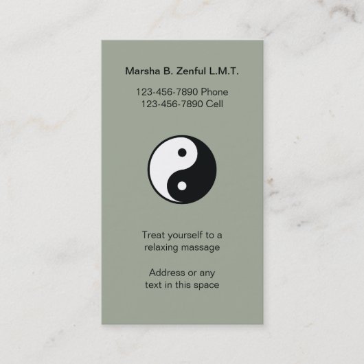 Ying Yang Zen-Massage Visitenkarte (Vorderseite)