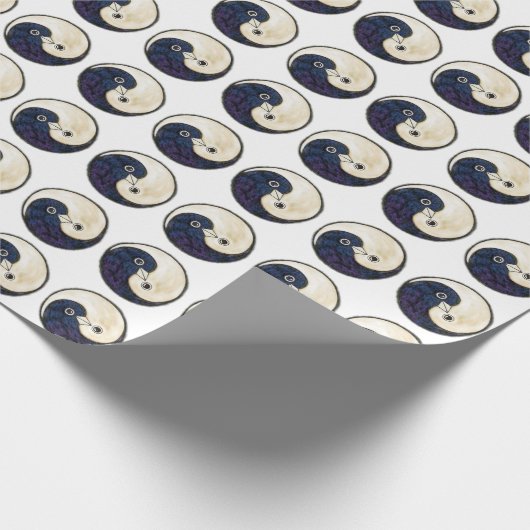 YinYang doves Packpapier auf weiß (Ecke)