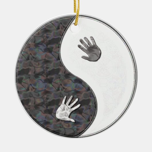 yinyang Hände Keramik Ornament (Vorne)
