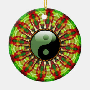 YinYang Mexican Sun Flower Keramik Ornament