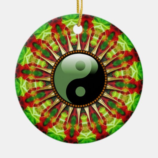 YinYang Mexican Sun Flower Keramik Ornament (Vorne)