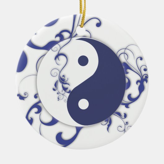 Yinyang mit Rollen-Ornament Keramik Ornament (Vorne)