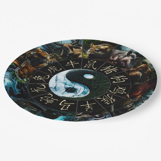 YinYang Paper Plate Pappteller (Schrägansicht)