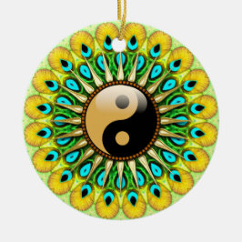 YinYang Peacock Sun Circle Keramik Ornament