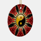 YinYang Red Tribal Blume Keramik Ornament (Rechts)