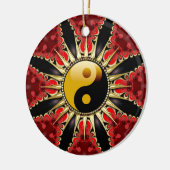 YinYang Red Tribal Blume Keramik Ornament (Links)