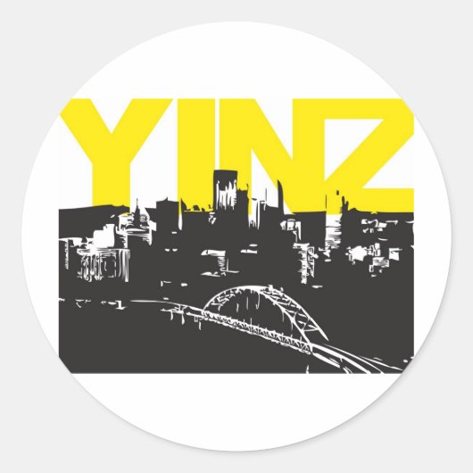 Yinz Pittsburgh Runder Aufkleber (Vorderseite)