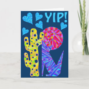 YIP! Farbenfrohe Coyote Wolf Kunst ist meine Valen Feiertagskarte