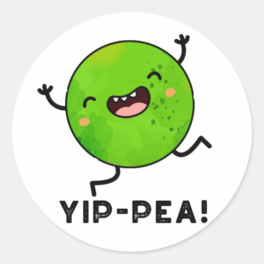Yip-pea Happy Pea Pun Runder Aufkleber (Vorderseite)