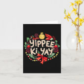 Yippee-ki-yay Funny Christmas Party Long Sleeve Karte (Gelbe Blume)