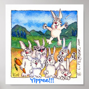Yippee! - Niedlicher Cartoon Bunnies Poster Print