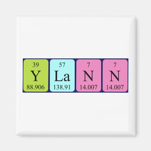 Ylann-Magnet für den periodischen Tabellennamen Magnet (Vorne)