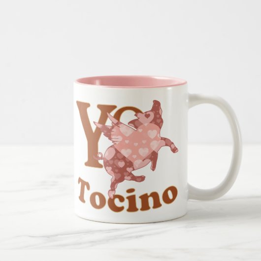 Yo Amo Tocino Spanisch I LIEBE BACON Flugschwein Zweifarbige Tasse (Rechts)