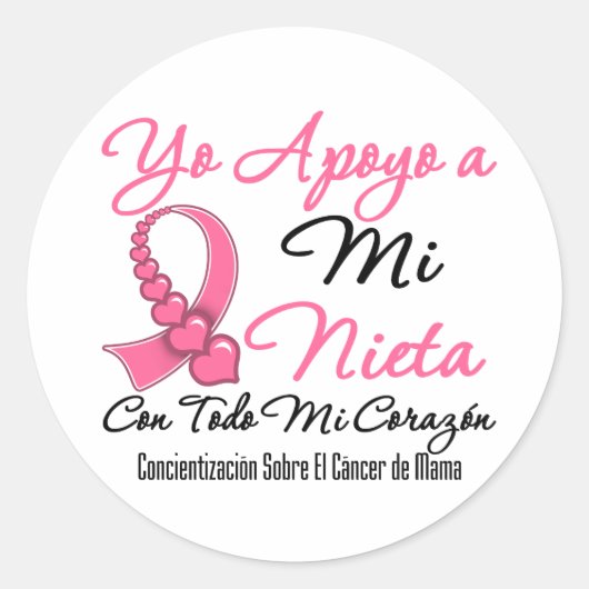 Yo Apoyo a Mi Nieta - Cáncer de Mama Runder Aufkleber (Vorderseite)