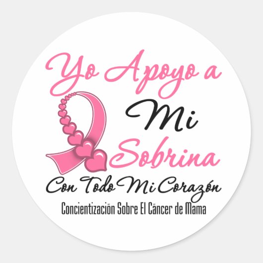 Yo Apoyo a Mi Sobrina - Cáncer de Mama Runder Aufkleber (Vorderseite)