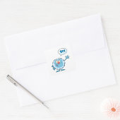 Yo Blue Monster Waving Quadratischer Aufkleber