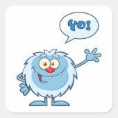 Yo Blue Monster Waving Quadratischer Aufkleber (Vorderseite)