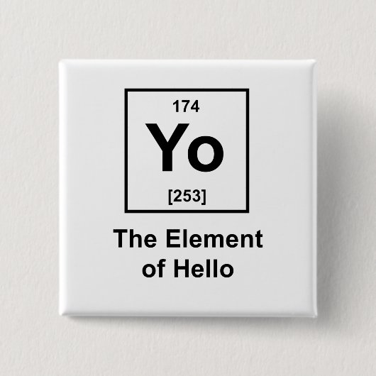 Yo! Das Element von hallo Button (Vorderseite)