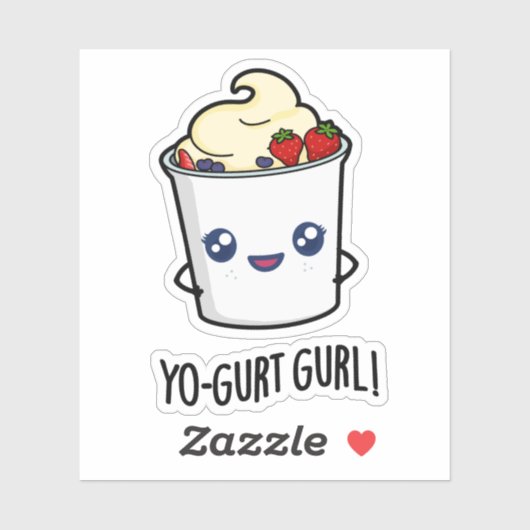 Yo-gurt Gurl Funny Yogurt Pun Aufkleber (Blatt)
