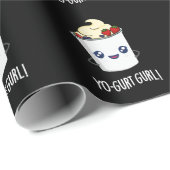 Yo-gurt Gurl Funny Yogurt Pun Dark BG Geschenkpapier (Rolleneckpunkt)