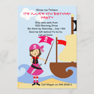Yo Ho Ho Pink Pirate Einladung zur Geburtstagspart