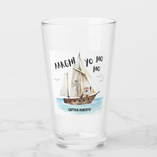 Yo Ho Ho Pirate Ship Captain Santa Christmas Glas (Vorderseite)