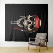Yo Ho Ho Pirate Skull Ghost Hintergrund Wandteppich (Beispiel (Horizontal))
