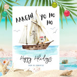 Yo Ho Ho Pirate Weihnachten<br><div class="desc">Ahoy! Mit dieser Weihnachtskarte zum Thema Wassersport, die einen Pirat in Aquarellfarben aus einer Kokosnuss enthält, und Piratenschiff und Piratenflagge mit den Aufnahmen "Aargh!" und "Yo Ho Ho" zum Feierabend ein wenig Spaß machen. Der Gruß (hier mit Happy Holidays gezeigt) und der Name der Unterschrift kann personalisiert sein... und Sie...</div>