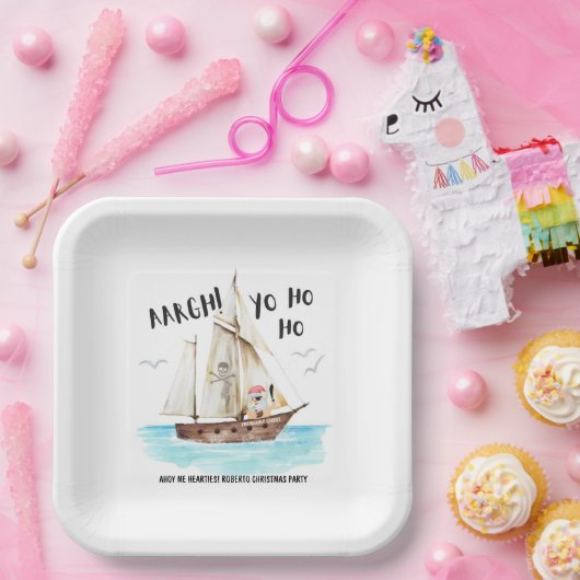 Yo Ho Ho Pirate Weihnachtsschiff Weihnachten Pappteller (Party)