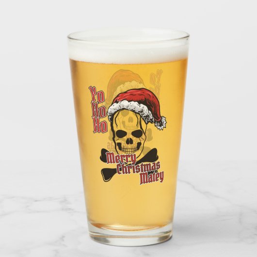 Yo Ho Ho Piraten Weihnachten Glas (Vorne (Gefüllt))