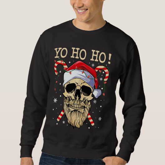 Yo Ho Ho Santa Skull Pirate Weihnachts-Piratenflag Sweatshirt (Vorderseite)