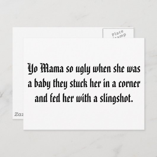 Yo Mama so hässlich, als sie ein Baby war, stecken Postkarte (Vorne/Hinten)