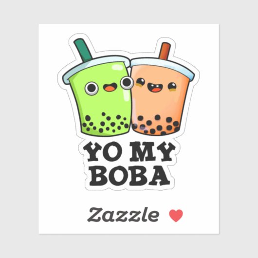 Yo My Boba Funny Boba Tea Pun Aufkleber (Blatt)