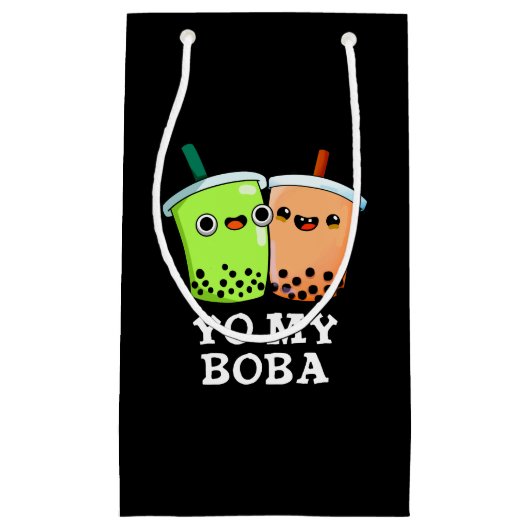 Yo My Boba Funny Boba Tea Pun Dark BG Kleine Geschenktüte (Vorderseite)