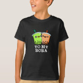 Yo My Boba Funny Boba Tea Pun Dark BG T-Shirt (Vorderseite)