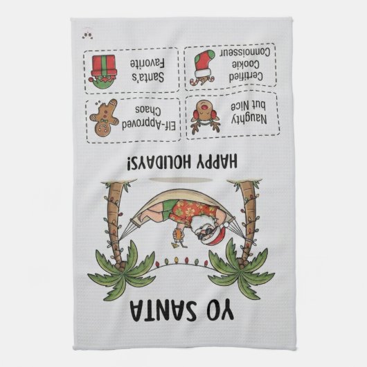 Yo Santa Funny Summer Christmas Tropical Holiday Geschirrtuch (Vertikal)