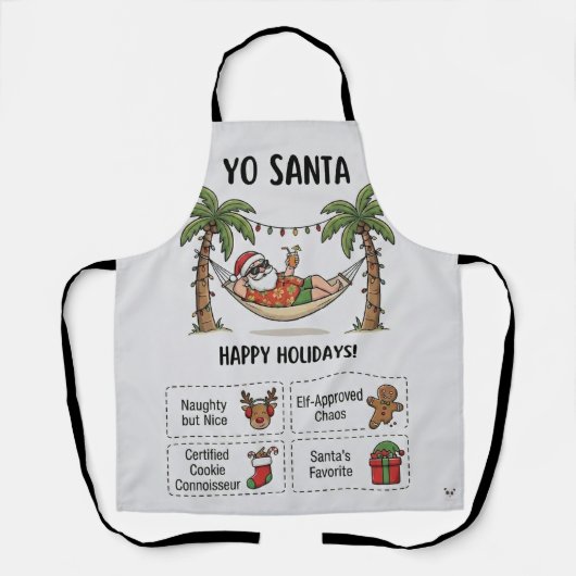 Yo Santa Lustiger Sommer Weihnachten Tropischer Ur Schürze (Vorderseite)