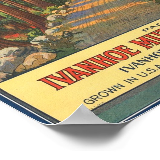 YO-SEMI-TE-Vintage Fruchtkäfigkennzeichnung Poster (Ecke)