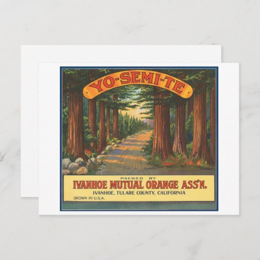 YO-SEMI-TE-Vintage Fruchtkäfigkennzeichnung Postkarte (Vorne/Hinten)
