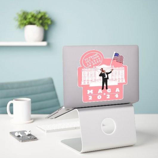 YO TRUMP SECRET SERVICE MAN AUFKLEBER (Laptop auf Schreibtisch)