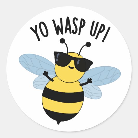 Yo Wasp Up Funny Bug Puff Runder Aufkleber (Vorderseite)